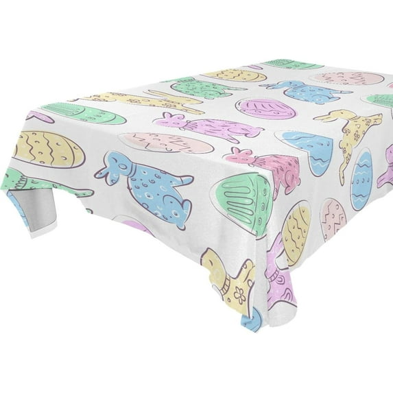 Coolnut Cute Easter Eggs Fabric Rectangle Tablecloth - Waterproof and Wrinkle-Resistant Table Cloth 54x72 Inch Table Cover for Indoor & Outdoor Dining House Decor