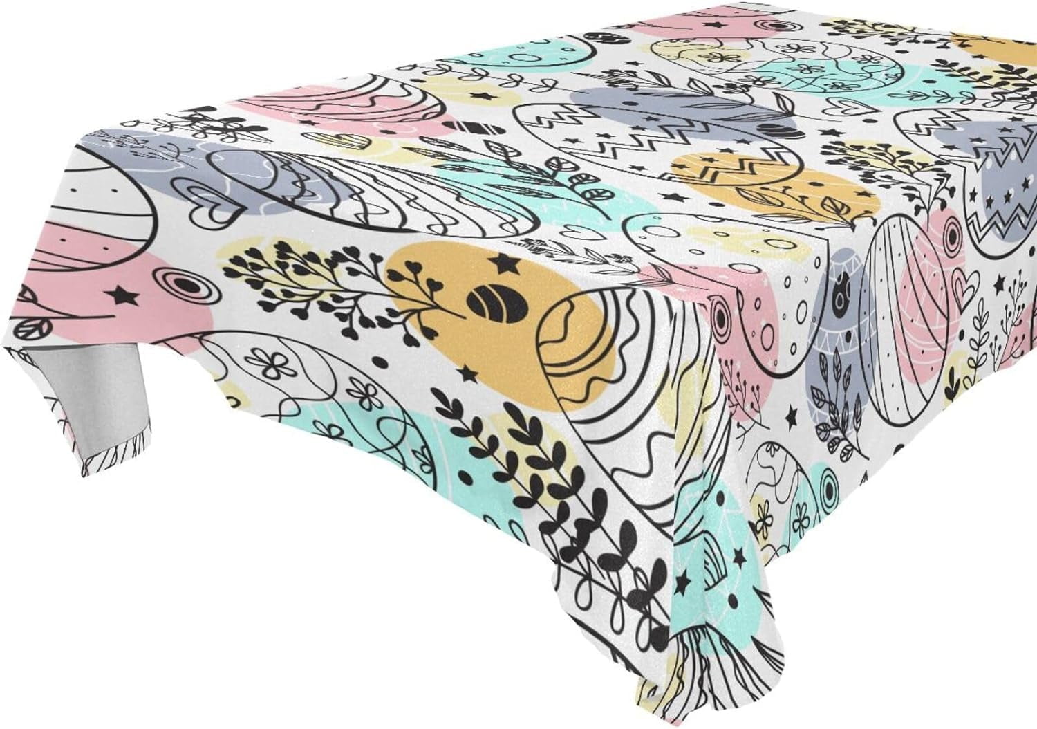 Coolnut Cute Easter Eggs Fabric Rectangle Tablecloth Waterproof and