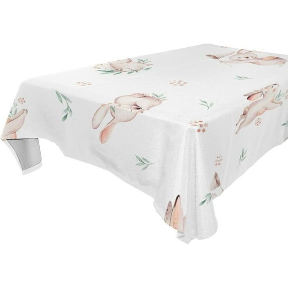 Coolnut Cute Easter Rabbits Tablecloth Rectangle Colorful Table Cloth Large Square Table Cover for Dining Kitchen Party 54"x54" Decor Gift