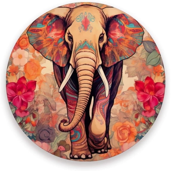 Coolnut Cute Elephant Coaster, Drinks Round Absorbent Stone Set with Ceramic Stone and Cork Base, Tabletop Protection Mats and Cups Place for 2PCS Home Decor