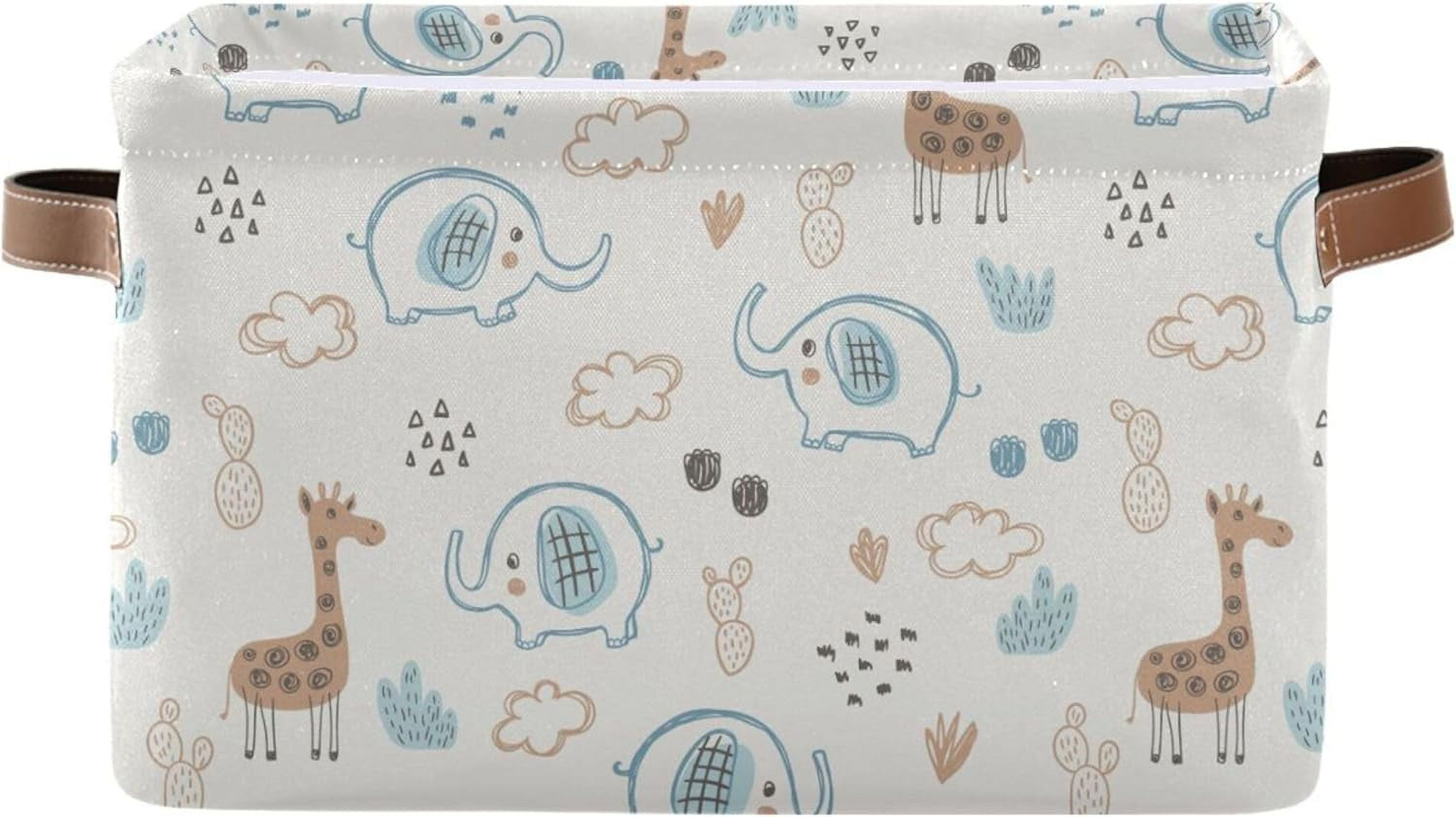 Coolnut Cute Elephants Storage Basket Foldable Storage Bin, Canvas