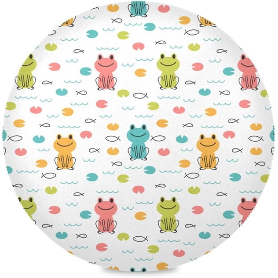 Coolnut Cute Frog Round Placemats Waterproof Non-Slip Washable Place Mats Polyester Table Mats Set of 1 Heat Resistant for Home Kitchen Holiday Party Home Decor Gifts