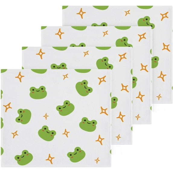 Coolnut Cute Frog Washcloths Towels, Highly Absorbent and Soft Cotton Face Cloths, 6 Pack Quick Dry Wash Cloths - 12 X 12 Inches Washcloth Gift