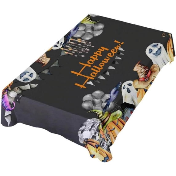Coolnut Cute Halloween Members Rectangle Tablecloth 60x90In,Dinner Table Cover for Outdoor & Indoor Patio, Picnic, BBQ, Holiday Party Halloween Decoration