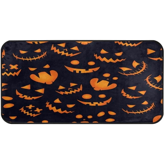 Coolnut Cute Halloween Pumpkin Kitchen Rugs 39×20 in,Non Slip Washable Cushioned Carpets Polyester AntiFatigue Comfort Porch Floor Mat Halloween Decoration