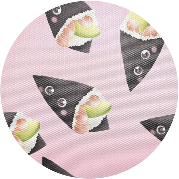 Coolnut Cute Japanese Sushi Round Placemat Set of 4, Non-Slip Heat Resistant & Waterproof Plate Pads for Dinner Table Table Placemats, 15.4 in Home Decor Gifts