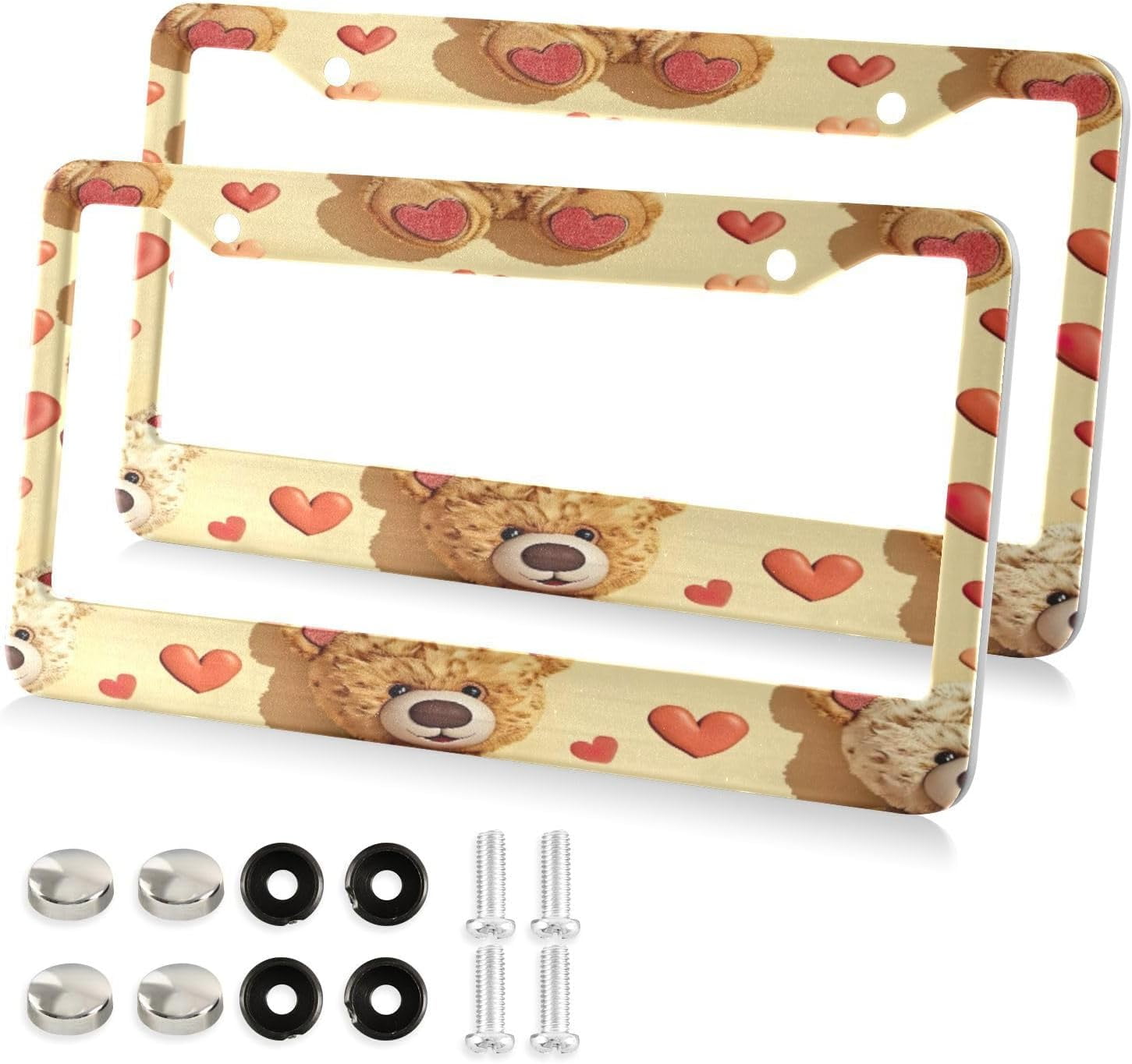 Coolnut Cute Little Bear License Plate Frames 2 Packs,License Plate