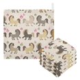 thumbnail image 1 of Coolnut Cute Little Horses Baby Muslin Washcloths Face Towel, Animals Farm Burp Cloths Cotton Wipes 5 PCS Infant Wash Cloth for Newborn Boys Girls 12x12 inches, 1 of 6