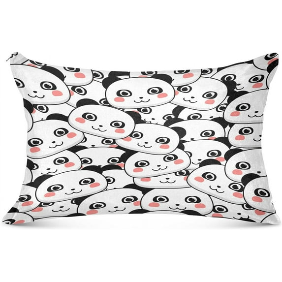 Coolnut Cute Little Panda Face Pillowcases, Soft and Cozy Decor Giftsative Pillow Cases with Hidden Zipper for Bedroom, Sofa, Couch, King Size 20x40 Inches(114)