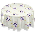 thumbnail image 1 of Coolnut Cute Musical Notes Round Table Cloth 60" Tablecloth with Trim Ribbon Stain-Resistant Dining Table Cover for Home Dinner Party Tabletop Fabric House Decor, 1 of 7