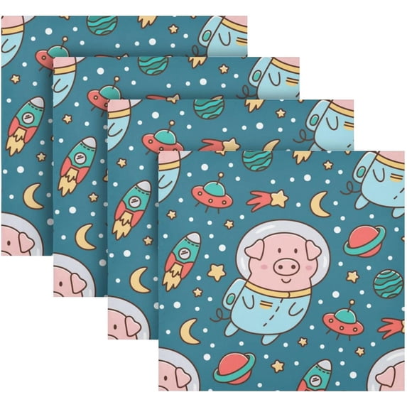 Coolnut Cute Pig Cloth Napkins Set of 1, Reusable Washable Polyester Dinner Table Napkins for Family, Weddings, Parties, Home Decor, 20 x 20 Inch Washcloth Gift