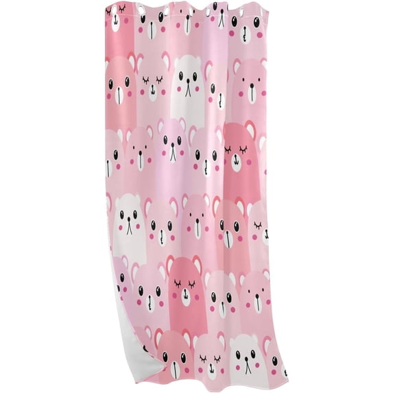 Coolnut Cute Pink Bear Thickened Blackout Curtain 84 Inches, Perforated Window Curtains for Bedroom Living Room Stylish Thermal Insulated Curtains, 1 Pack Home Decor
