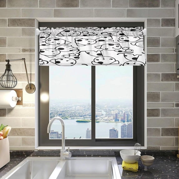 Coolnut Cute Puppy Dog Windows Valance Curtains, Double Layer Short Blackout Window Topper Treatment for Bathroom,Kitchen,Living Room,Cafe Decor,54x18Inch,only 1 Panel