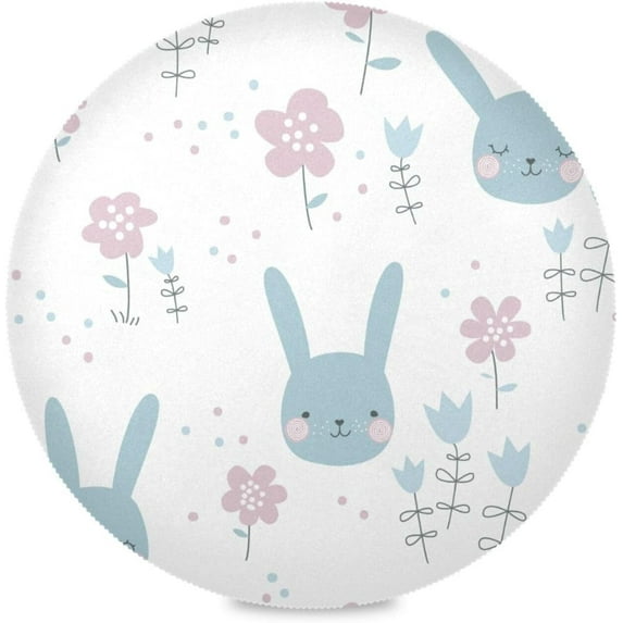 Coolnut Cute Rabbit Round Placemats Waterproof Non-Slip Washable Place Mats Polyester Table Mats Set of 6 Heat Resistant for Home Kitchen Holiday Party Home Decor Gifts
