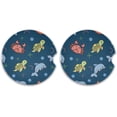 thumbnail image 1 of Coolnut Cute Sea Animals 2.5 inch Car Coaster Absorbent Ceramic Stone Drink Holder for Cup Holder 2 Pcs Home Decor, 1 of 6