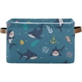 thumbnail image 1 of Coolnut Cute Sharks Seahorses Fish and Sea Plants Storage Basket, Durable Canvas Organizer With Handles Large Collapsible Storage Bins Boxes for Home Office - 2 Pack Home Decor, 1 of 7