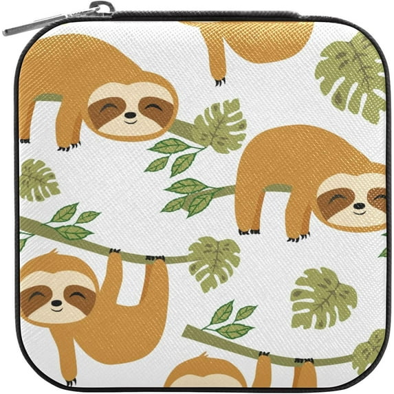 Coolnut Cute Sloth Jewelry Box for Women Girls,PU Leather Travel Jewelry Organizer Portable Jewelry Storage Holder for Earrings Rings Necklaces Bracelets Women Gifts