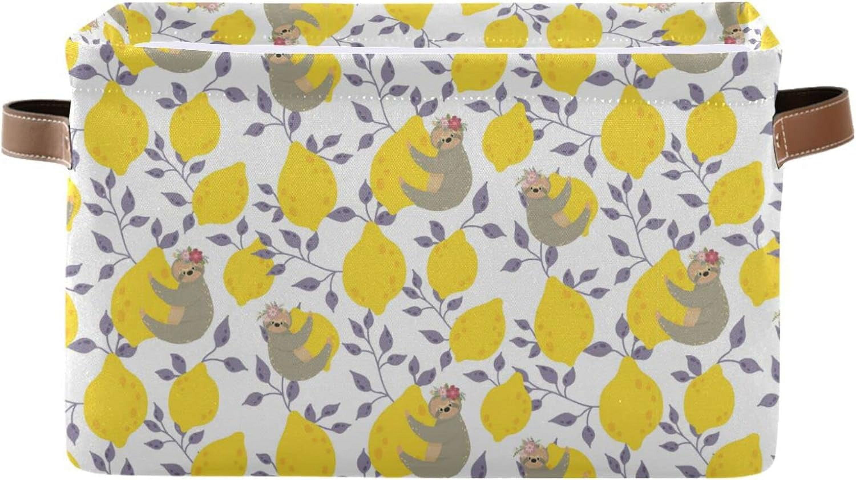 Coolnut Cute Sloths Lemon Storage Baskets Rectangle Foldable Canvas ...