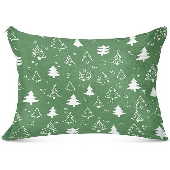 Coolnut Cute Small Xmas Trees Green Body Pillow Cover with Zipper 21x54 in Soft Velvet Body Pillow Case Long Pillowcase for Adults10 Home Decor Gifts