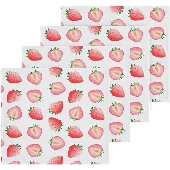 Coolnut Cute Strawberry Washcloths Towels, Highly Absorbent and Soft Cotton Face Cloths, 6 Pack Quick Dry Wash Cloths - 12 X 12 Inches Washcloth Gift