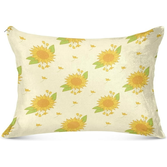 Coolnut Cute Sunflower Flowers Floral Zipped Velvet Pillowcases King Size 20x40 in, Soft and Cozy Decor Giftsative Plush Pillow Case with Hidden Zipper for Bedroom, Sofa144
