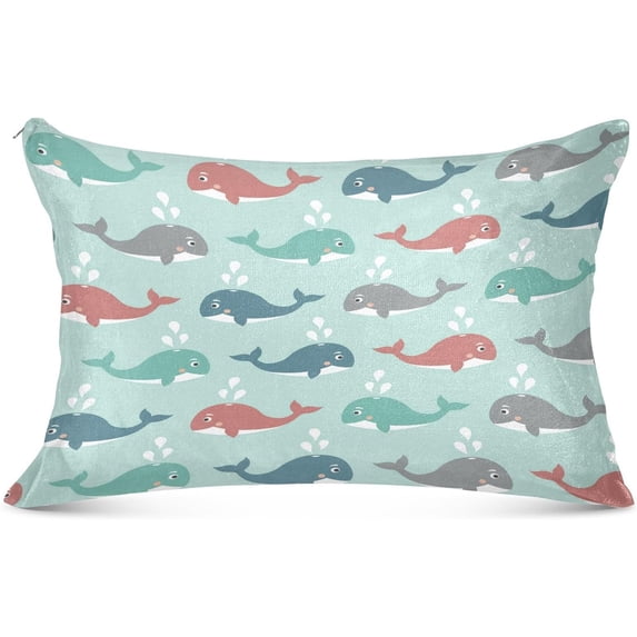 Coolnut Cute Whales Pillowcases, Soft and Cozy Decor Giftsative Pillow Cases with Hidden Zipper for Bedroom, Sofa, Couch, King Size 20x40 Inches(569)