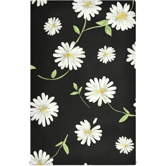 Coolnut Daisy Flower Kitchen Dish Towel Set of 6, Soft Absorbent Drying Dishcloths Dish Towels with Hanging Loop for Kitchen Bathroom Bar Home Decor, 28 x 18 Inch Washcloth Gift