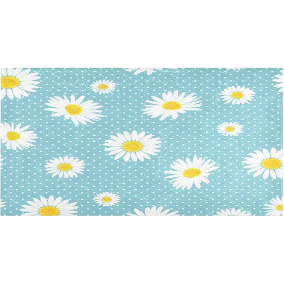 Coolnut Daisy Flower Kitchen Mat Soft and Absorbent Bath Mats for Bathroom Non Slip Quick Dry Shaggy Bath Carpet for Kitchen Bathroom Shower, 39"x20"