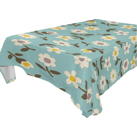 Coolnut Daisy Flower Tablecloth 60"x108", Waterproof Washable Polyester Square Table Cover, Durable Tablecloth for Kitchen Dining Table Party Decor