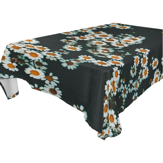 Coolnut Daisy Flower Tablecloth, Waterproof Washable Polyester Square Table Cover, Durable Tablecloth for Kitchen Dining Table Party Decor, 60"X 108"