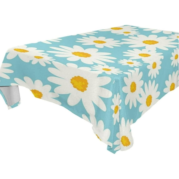 Coolnut Daisy Flower Tablecloth, Waterproof Washable Polyester Square Table Cover, Durable Tablecloth for Kitchen Dining Table Party Decor, 60"X 60"