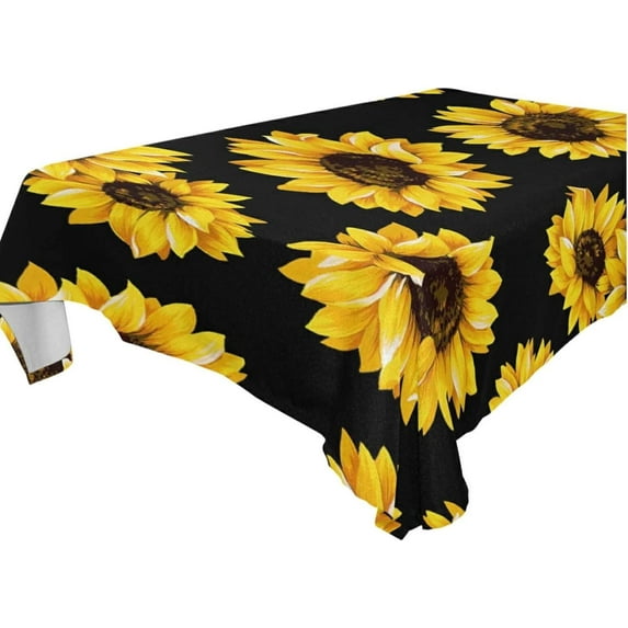 Coolnut Daisy Flower Tablecloth, Waterproof Washable Polyester Square Table Cover, Durable Tablecloth for Kitchen Dining Table Party Decor, 60"X 90"