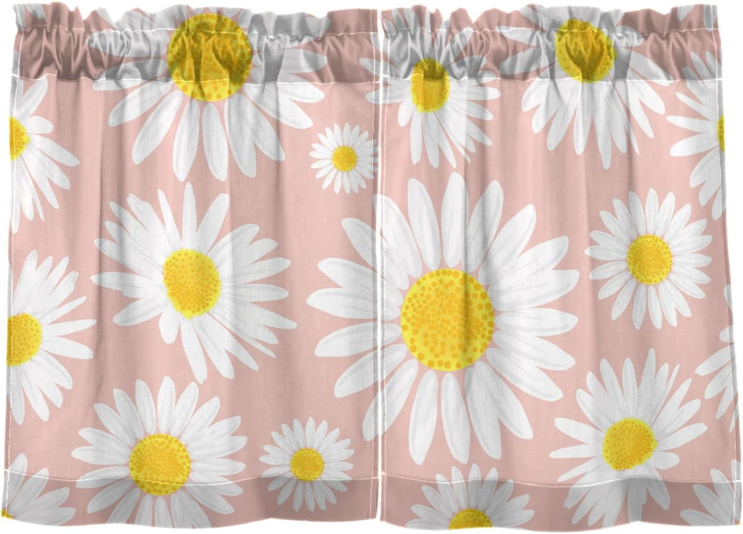 Coolnut Daisy Kitchen Curtains 2 Panels, UV Protected Tier Curtains
