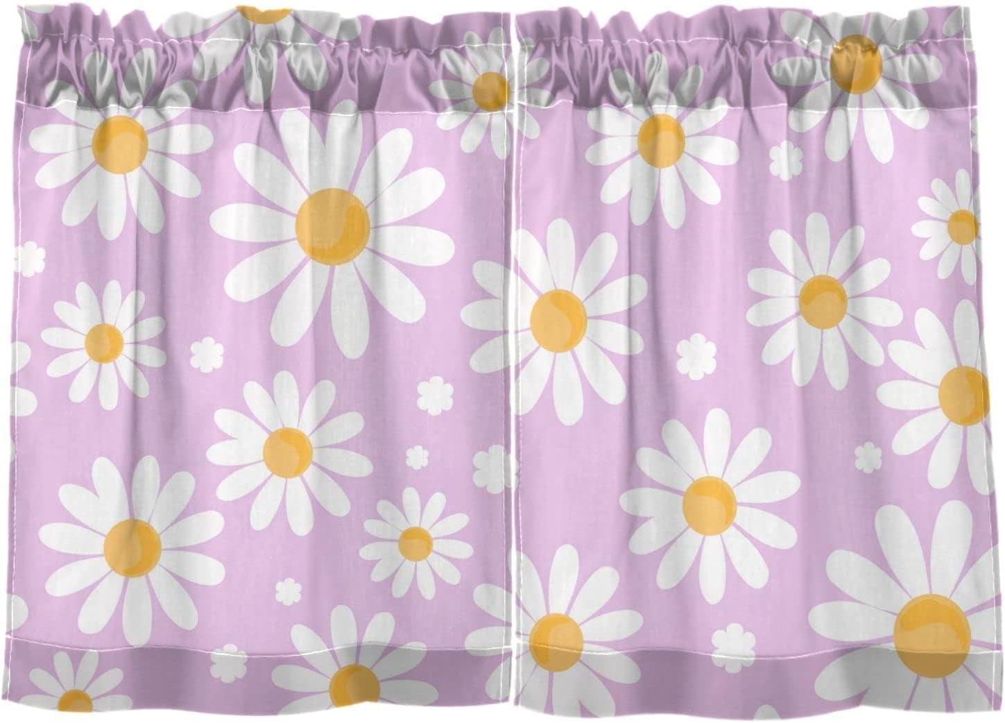 Coolnut Daisy Kitchen Curtains 2 Panels, UV Protected Tier Curtains