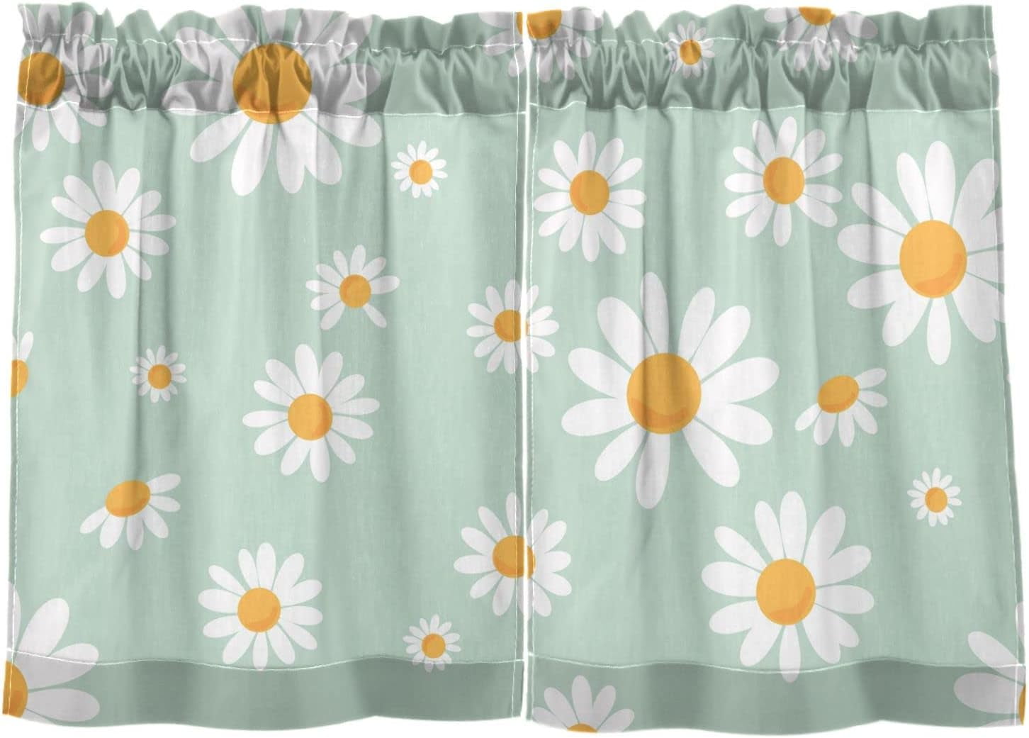 Coolnut Daisy Kitchen Curtains 2 Panels, UV Protected Tier Curtains