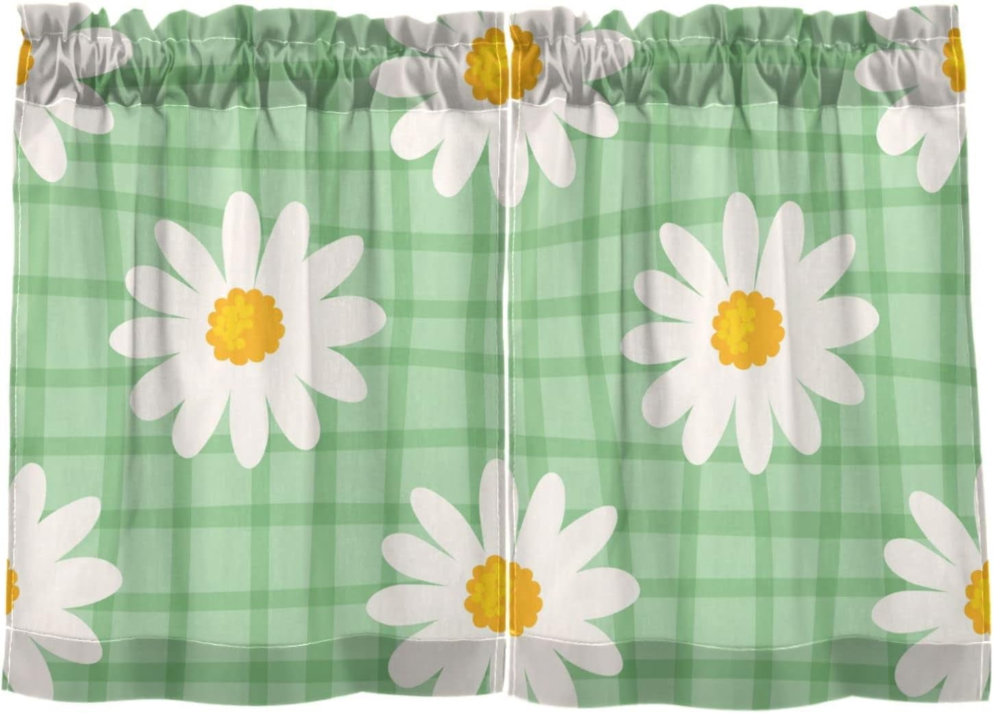 Coolnut Daisy Kitchen Curtains 2 Panels, UV Protected Tier Curtains