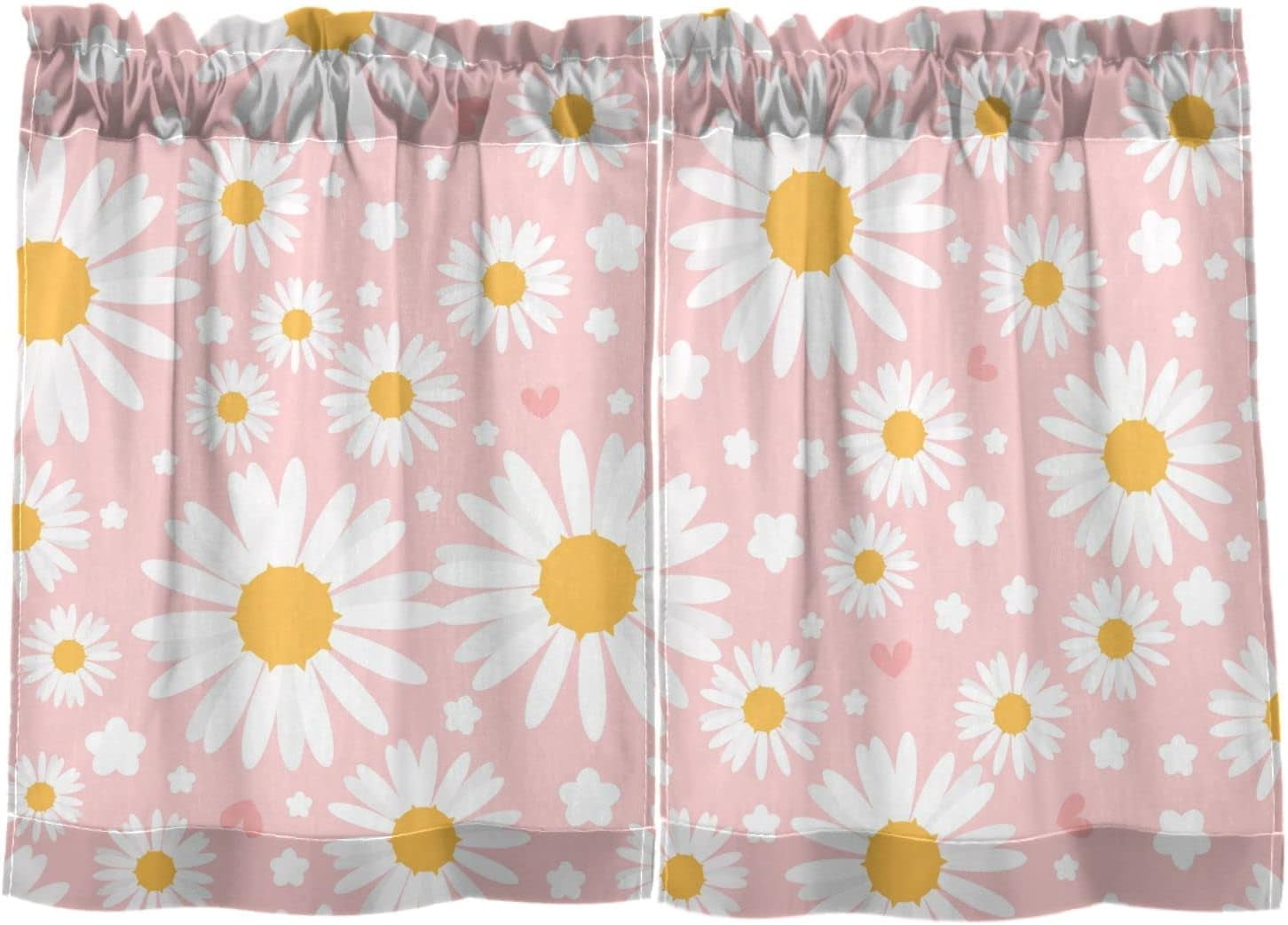 Coolnut Daisy Kitchen Curtains 2 Panels, UV Protected Tier Curtains
