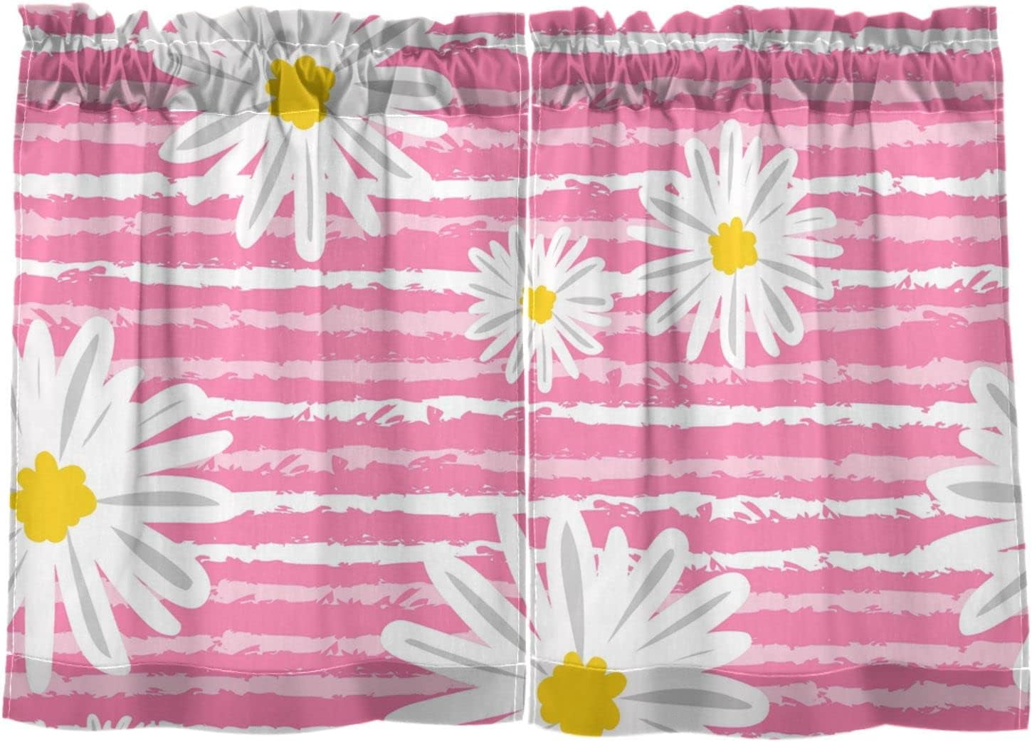 Coolnut Daisy Kitchen Curtains 2 Panels, UV Protected Tier Curtains