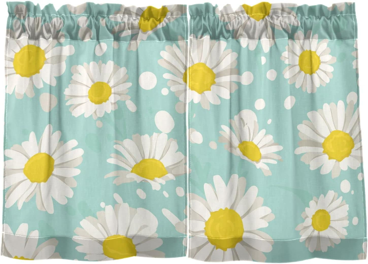 Coolnut Daisy Kitchen Curtains 2 Panels, UV Protected Tier Curtains
