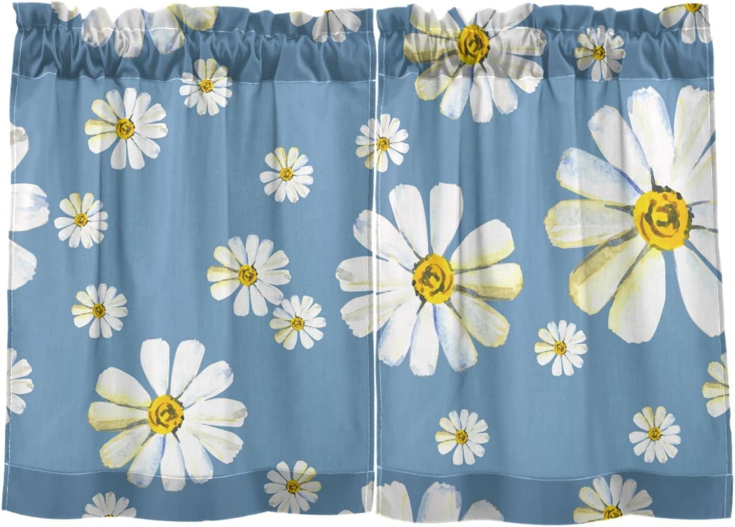 Coolnut Daisy Kitchen Curtains 2 Panels, UV Protected Tier Curtains