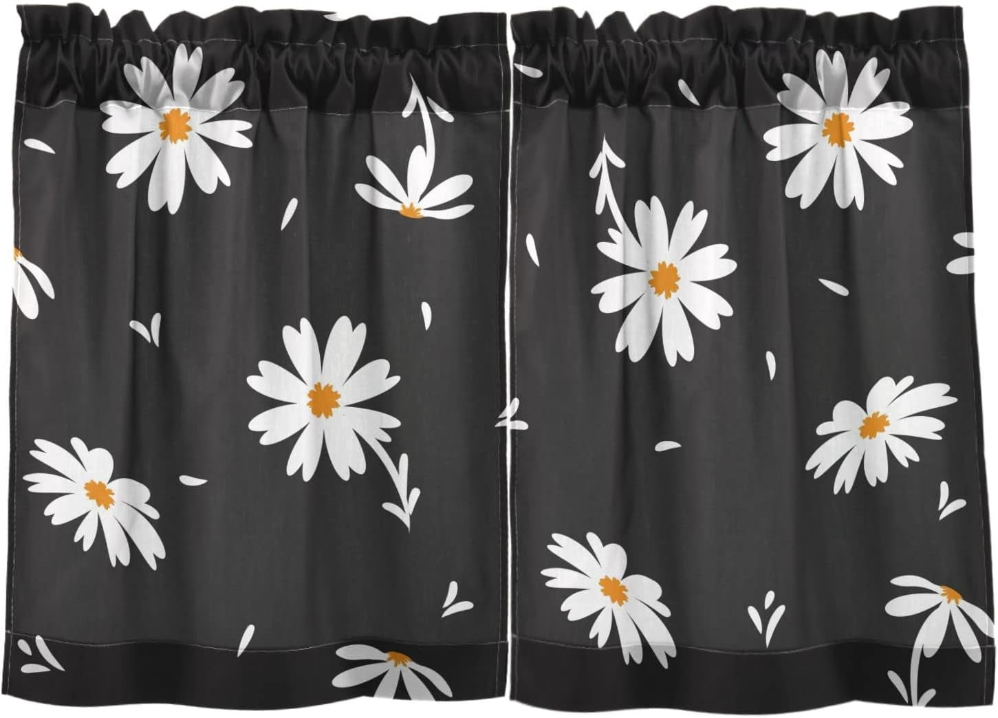 Coolnut Daisy Kitchen Curtains 2 Panels, UV Protected Tier Curtains