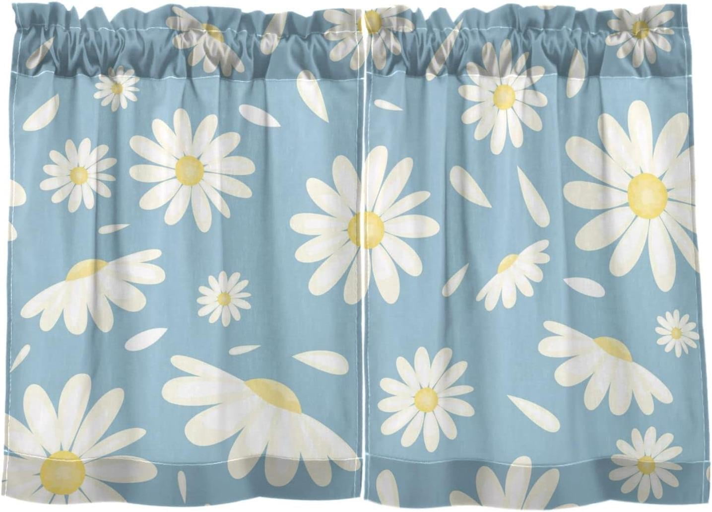 Coolnut Daisy Kitchen Curtains 2 Panels, UV Protected Tier Curtains