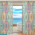 thumbnail image 1 of Coolnut Decorative Ethnic Design Semi Sheer Curtains Window Voile Drapes Panels Treatment-55x78in for Living Room Bedroom Kids Room, 2 Pieces, 1 of 4