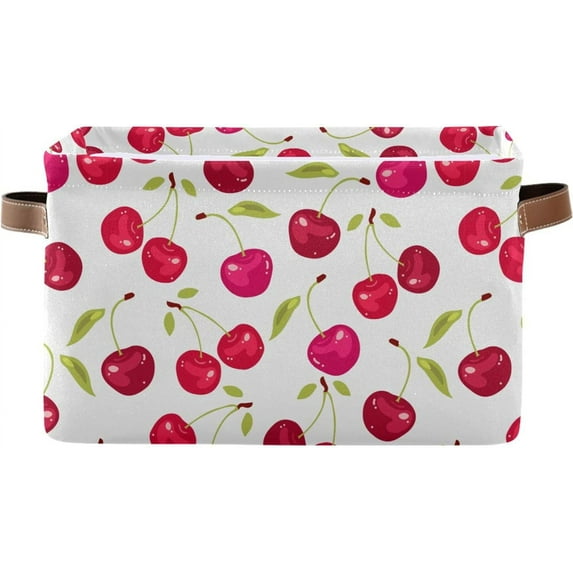 Coolnut Delicious Cherries Storage Cubes Organizer with Handles, Foldable Storage Bins Decor Storage Baskets for Organizing Toys, Books, Clothes, Towel, Shelves, Closet Decor Gifts
