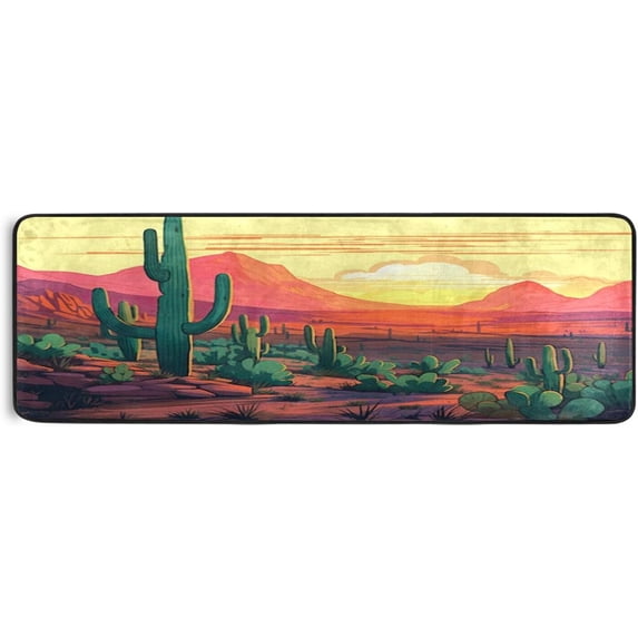 Coolnut Desert Cactus Non-Slip Runner Rug Area Rug Washable Rectangle Rug for Bedroom Living Room Bathroom Hallways 72x24 Inches#47 Home Decorations
