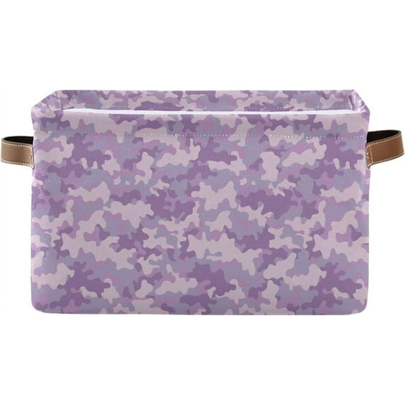 Coolnut Digital Camouflage Purple Foldable Storage Basket for Shelves, Collapsible Sturdy Storage Bin with Handles, Canvas Storage Cube for Organizing Closet 1PCS Decor Gifts