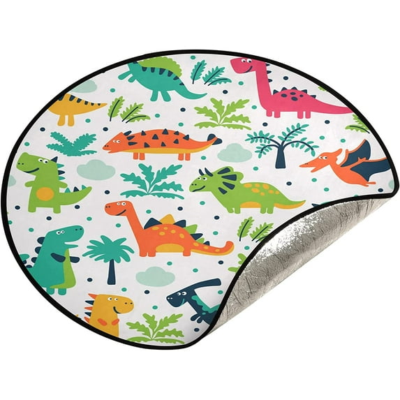 Coolnut Dinosaur Christmas Tree Mat Round Christmas Tree Stand Mat Decoration for Holiday Party Home Christmas Day Ornaments Floor Door, 28.3"