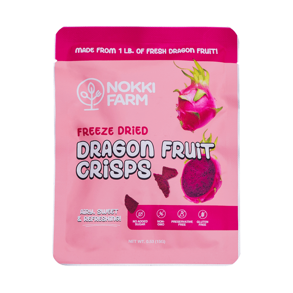 NOKKI FARM Freeze Dried Dragon Fruit, Healthy & Exotic Tropical Superfood Snacks, Kid-Approved, No Added Sugar or Preservatives, Shelf-Stable, 0.53 Oz, 6 Pack