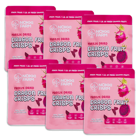 NOKKI FARM Freeze Dried Dragon Fruit, Healthy & Exotic Tropical Superfood Snacks, Kid-Approved, No Added Sugar or Preservatives, Shelf-Stable, 0.53 Oz, 6 Pack