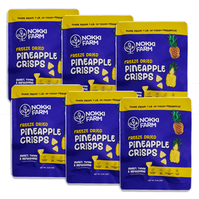 NOKKI FARM Freeze Pineapple Fruit, Healthy & Exotic Tropical Superfood Snacks, Kid-Approved, No Added Sugar or Preservatives, Shelf-Stable, 0.53 Oz, 6 Pack